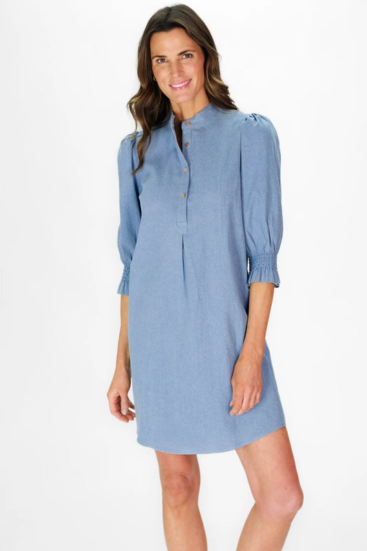 Percy Popover Dress - Chambray Stretch Denim