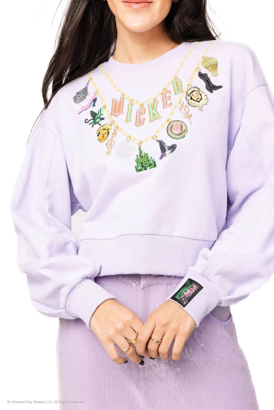 Licensed Lavender Wicked Charm Necklace Sweatshirt