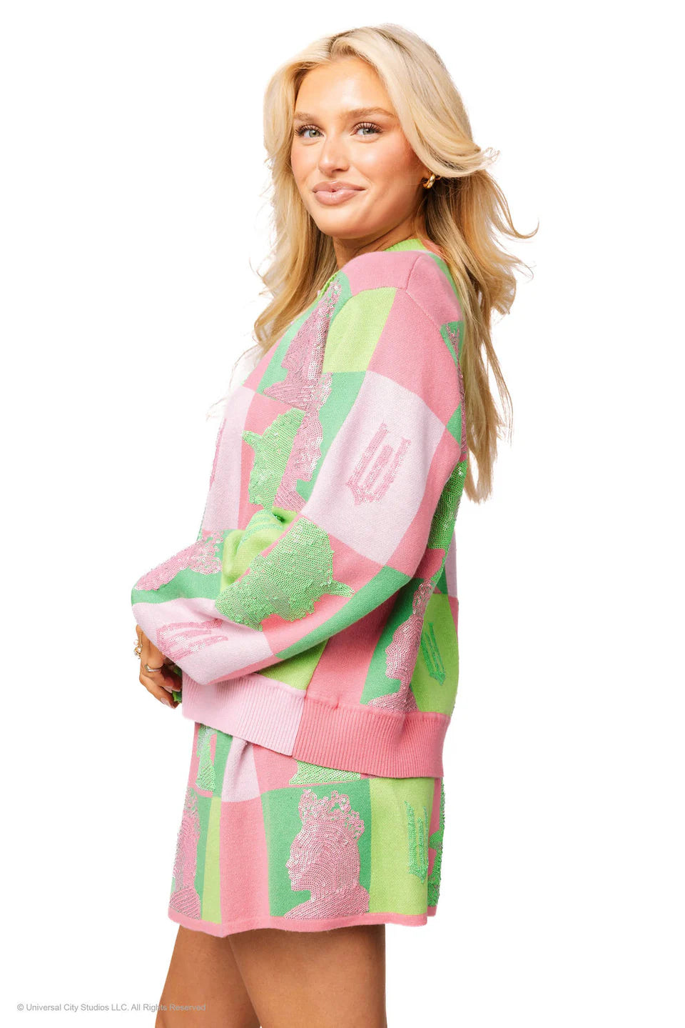 Licensed Pink & Green Colorblock Glinda and Elphaba Profile Skirt