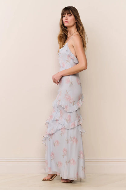 Rialto Floral Chiffon Maxi Dress - Blue Roan