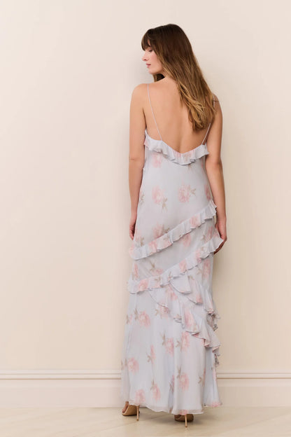Rialto Floral Chiffon Maxi Dress - Blue Roan