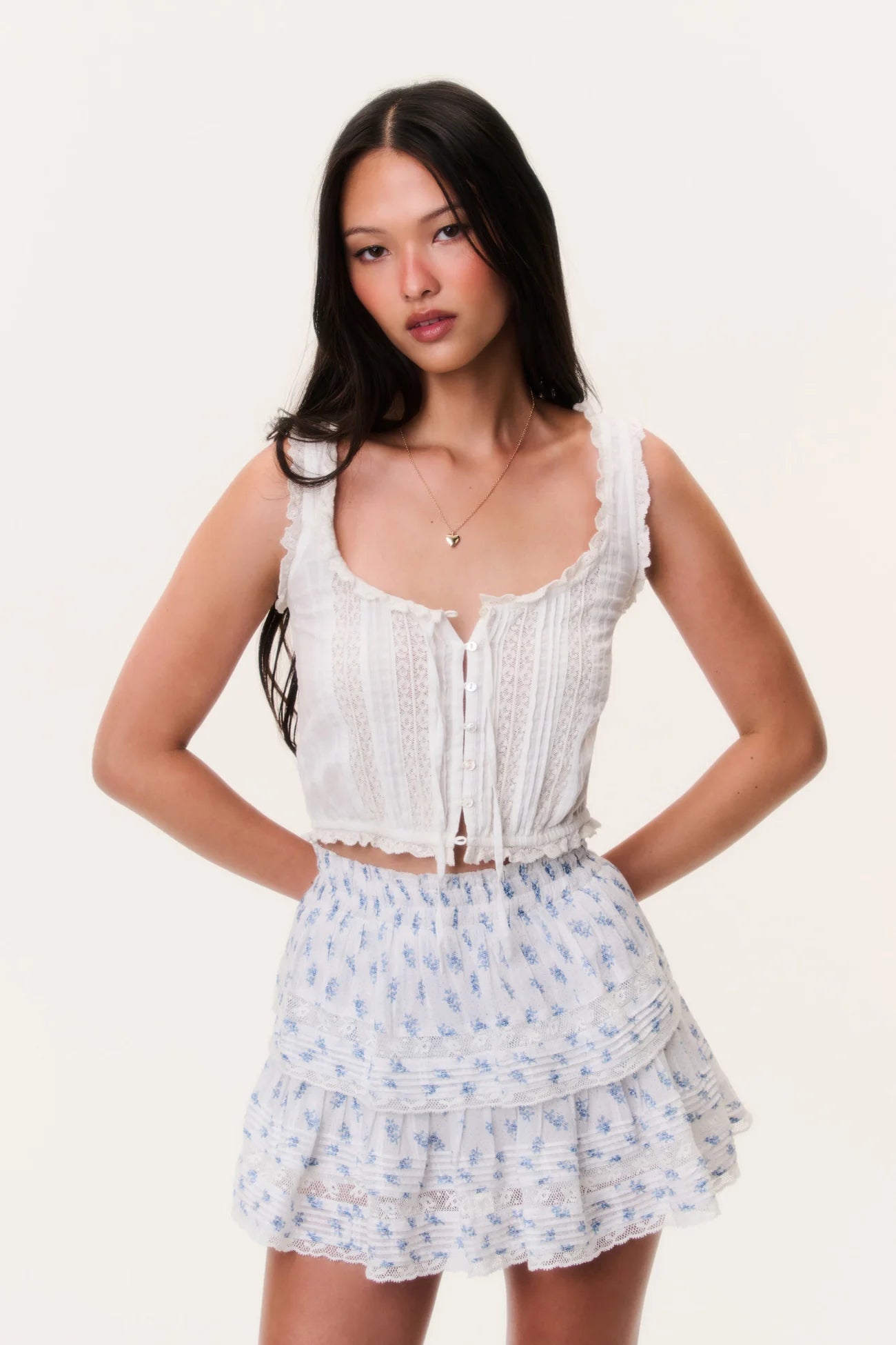 Indigo Cloud Ruffle Mini Skirt - Indigo Cloud