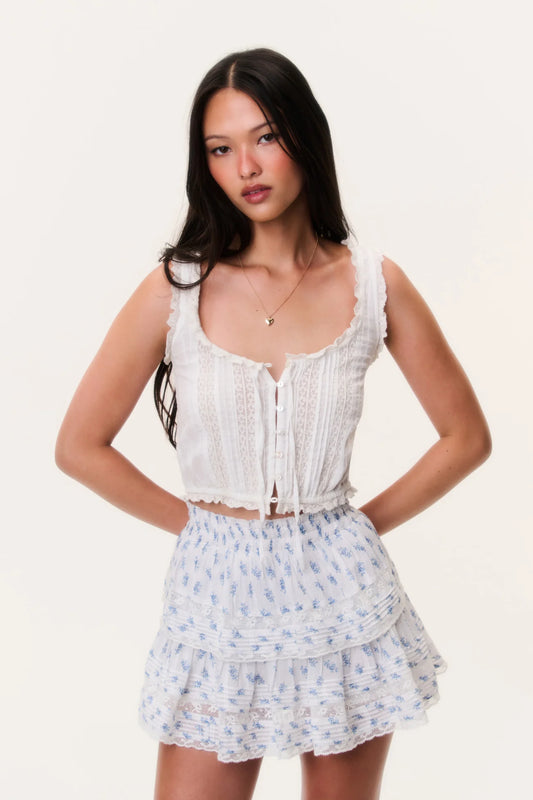 Indigo Cloud Ruffle Mini Skirt - Indigo Cloud