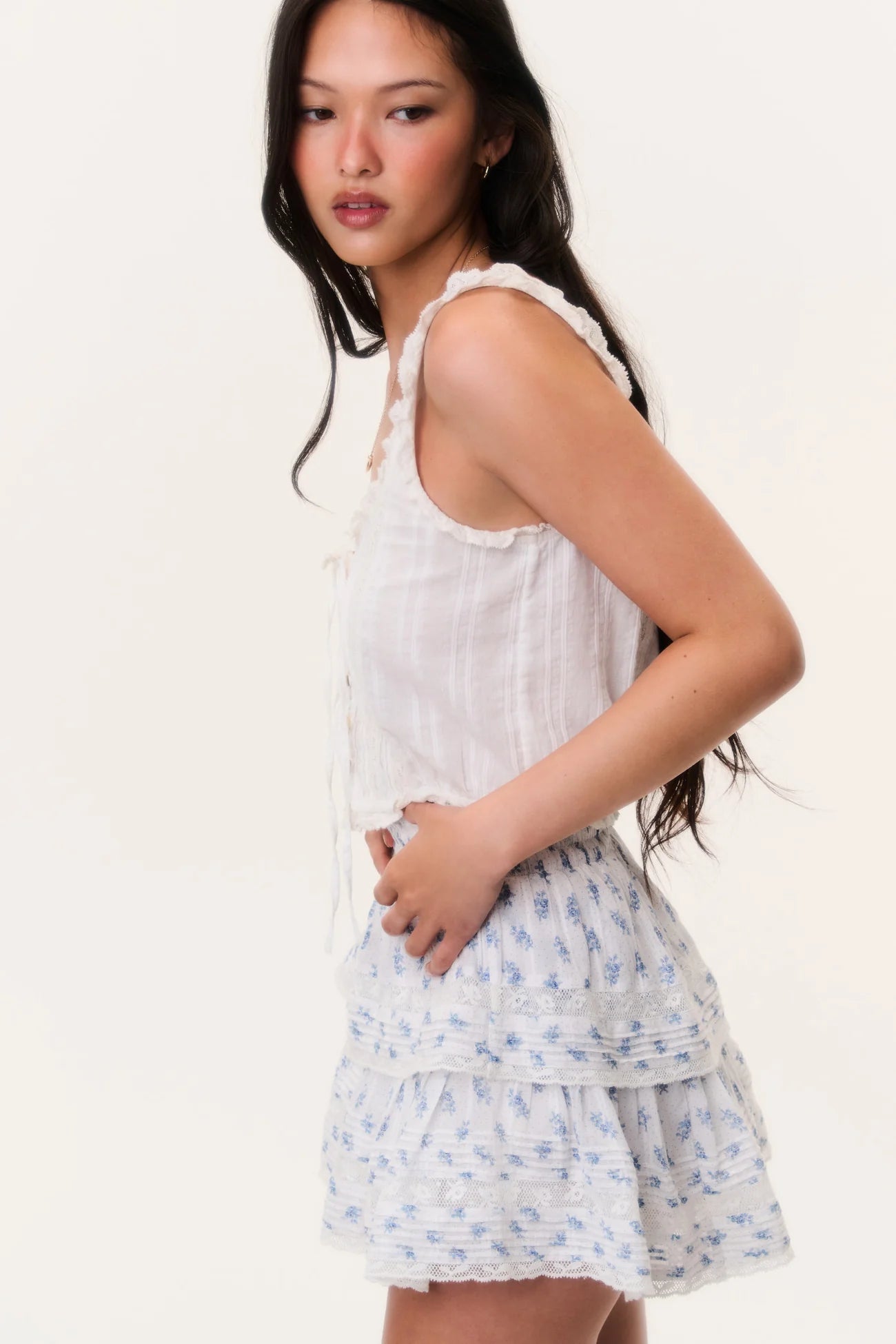 Indigo Cloud Ruffle Mini Skirt - Indigo Cloud