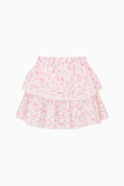 Blooming Floral Ruffle Mini Skirt - Rustic Orchid