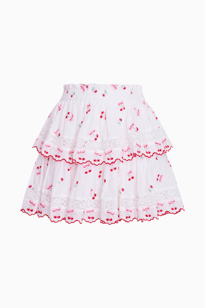 Ruffle Mini Cherry Skirt - Optic White