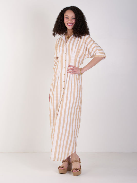 Georgia Dress - Sand Stripe