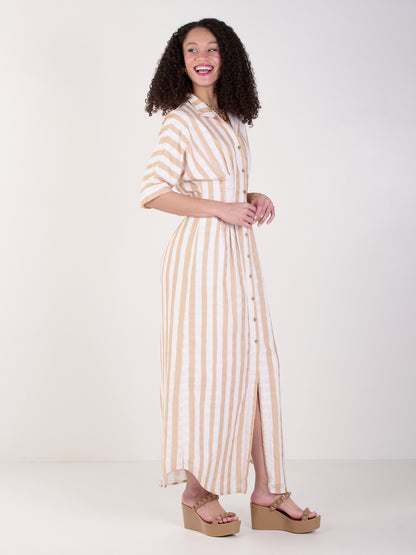 Georgia Dress - Sand Stripe