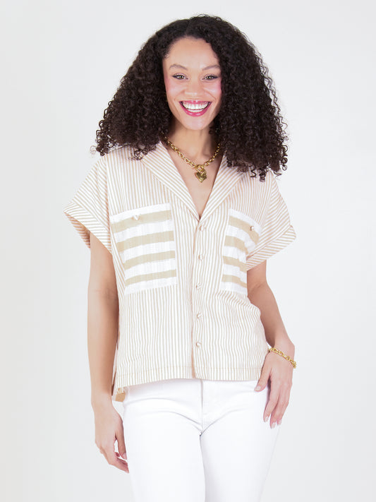 Luna Top - Sand Stripe
