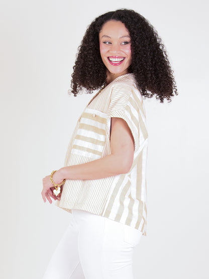 Luna Top - Sand Stripe