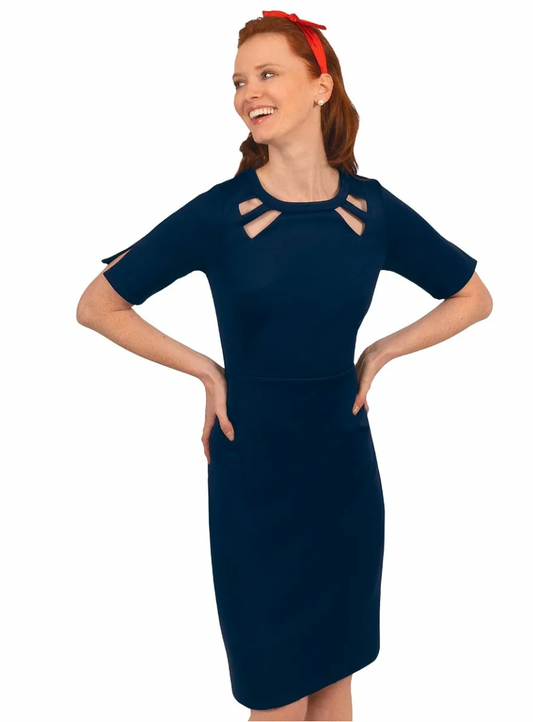 Peek A Boo Dress - Navy