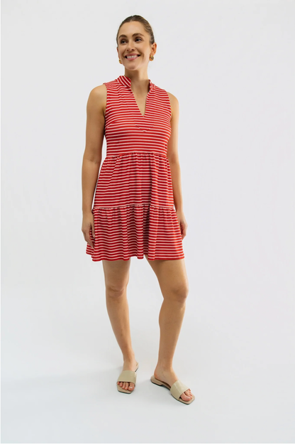 Tatum Dress - Strawberry Stripe