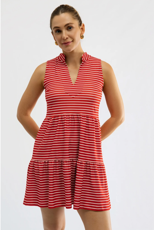Tatum Dress - Strawberry Stripe