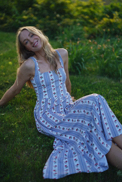 Bernadette Dress - Field Flower Stripe
