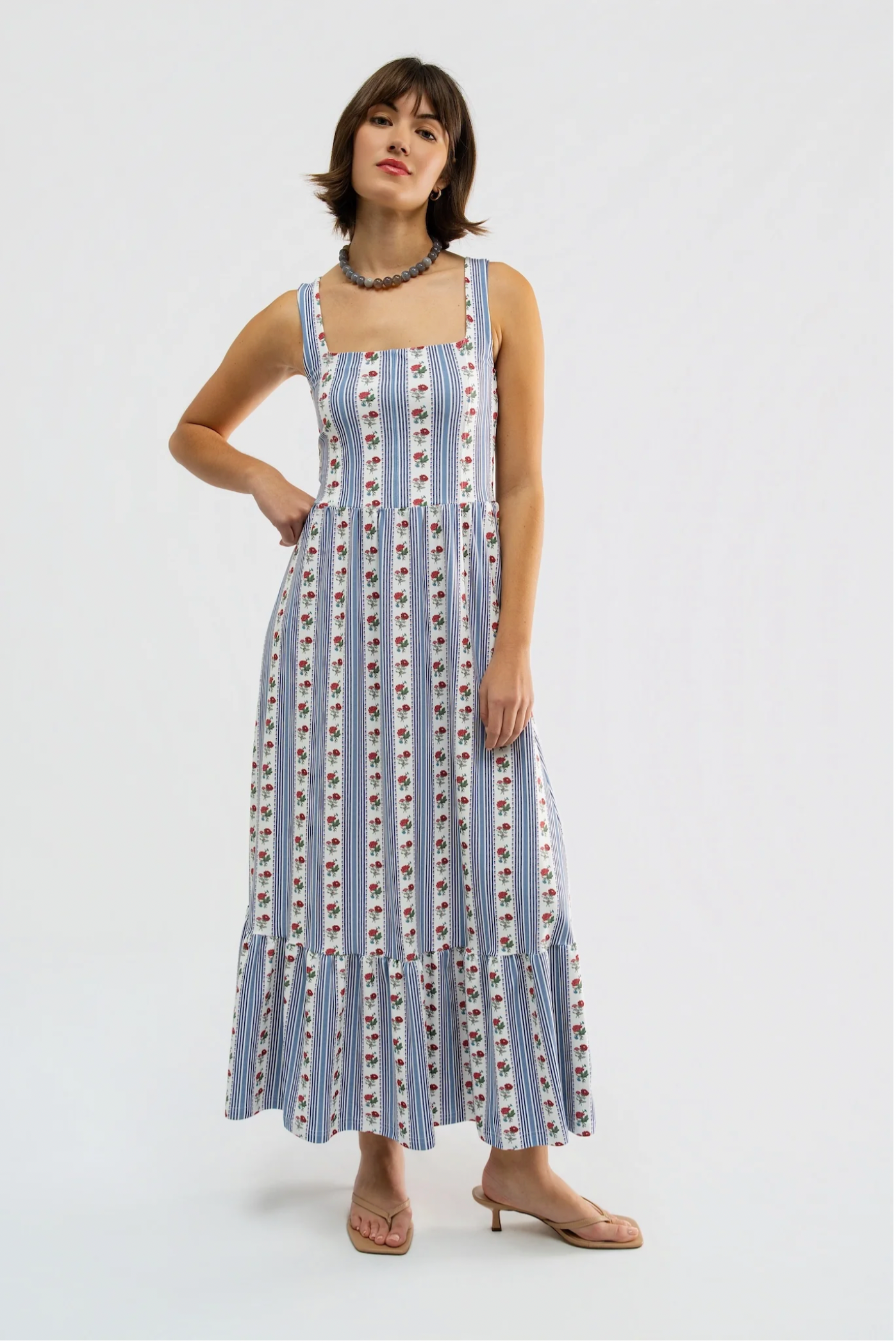 Bernadette Dress - Field Flower Stripe