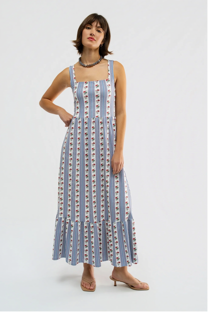 Bernadette Dress - Field Flower Stripe