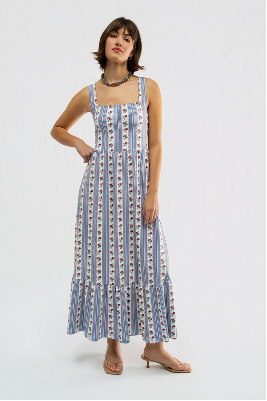 Bernadette Dress - Field Flower Stripe