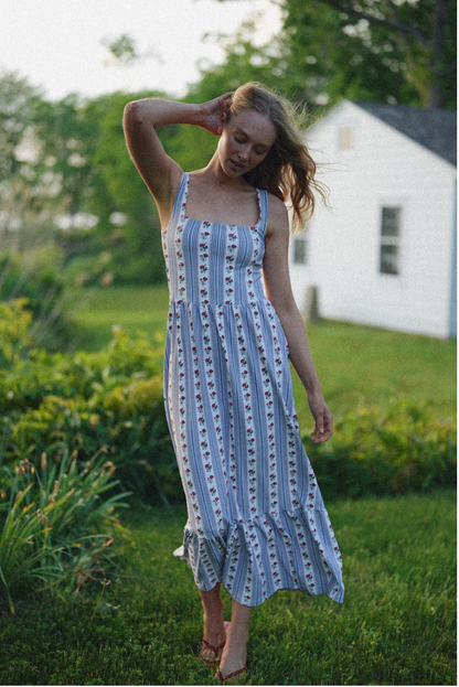 Bernadette Dress - Field Flower Stripe