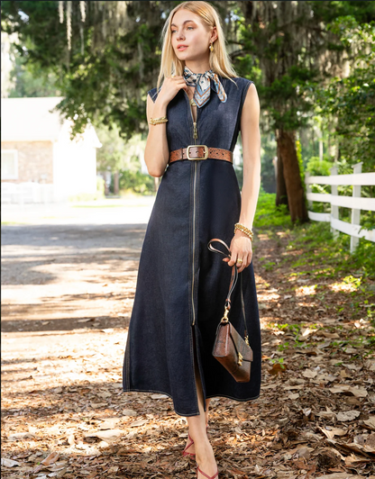 Lainey Denim Dress Dark Bayou Rinse Wash