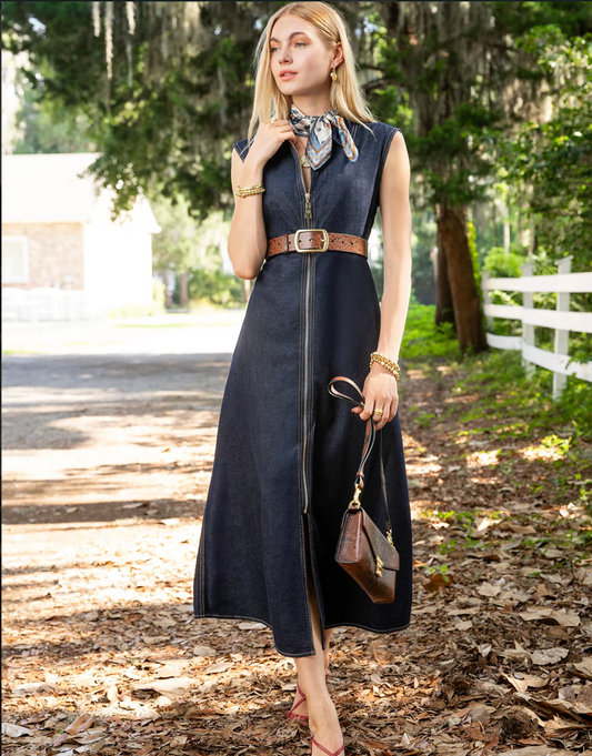 Lainey Denim Dress Dark Bayou Rinse Wash
