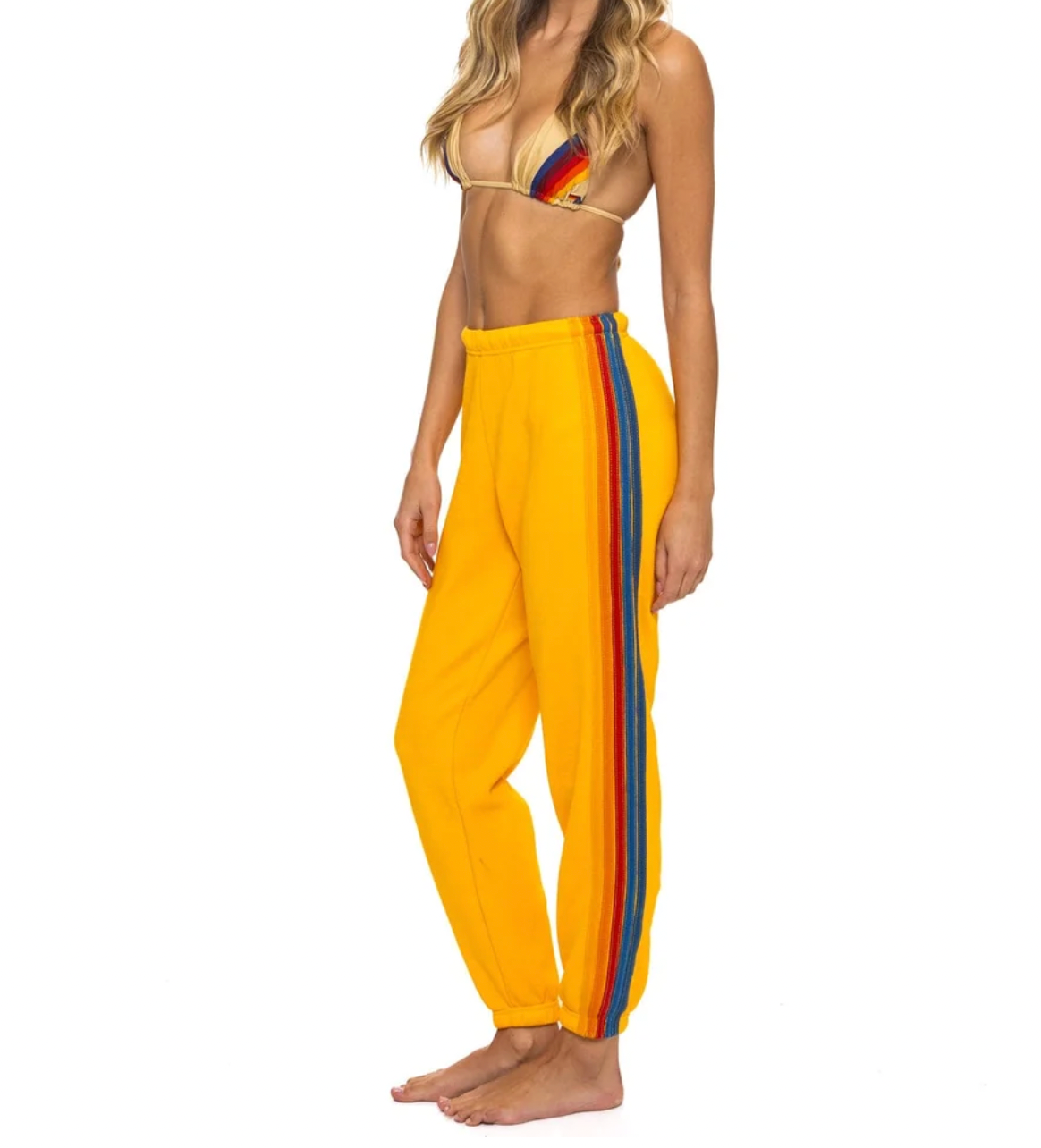 Women's 5 Stripe Sweatpants - Gold
