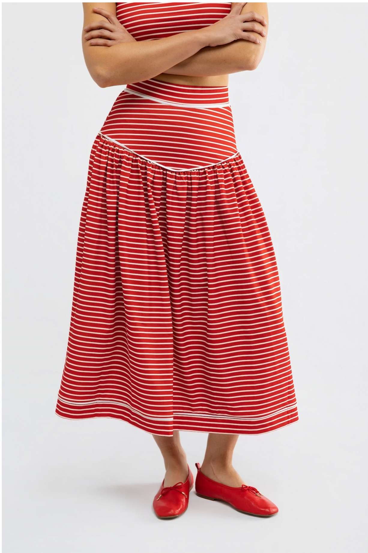 Theodora Skirt - Strawberry Stripe