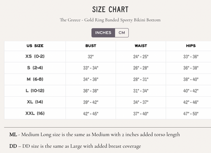 The Greece Gold Ring Banded Sporty Bikini Bottom