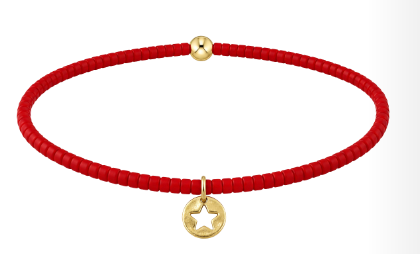 Hope Classic Bracelet - Bright Red - Star Small Gold Disc
