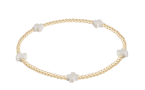 Signature Cross Small 2mm Gold Bracelet - Off-White