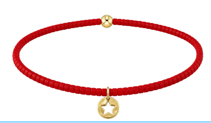Extends Hope Classic Bracelet - Bright Red - Star Small Gold Disc