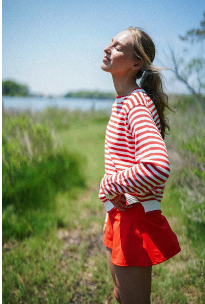 Autumn Sweater - Tomato/Cream Stripe