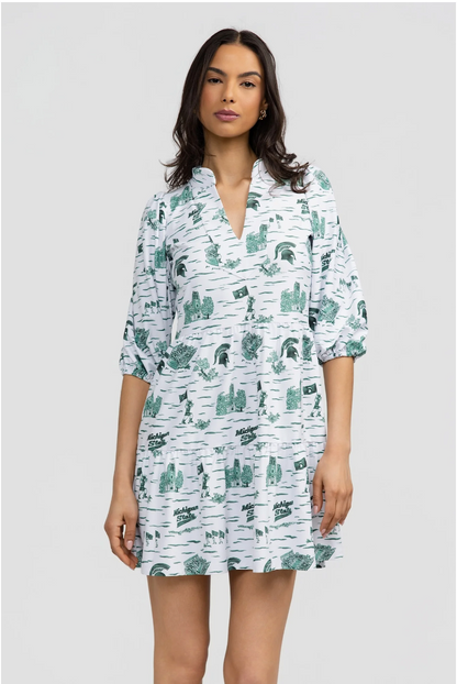 Tory Dress - Michigan State Toile