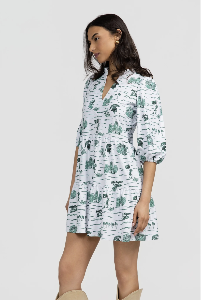 Tory Dress - Michigan State Toile