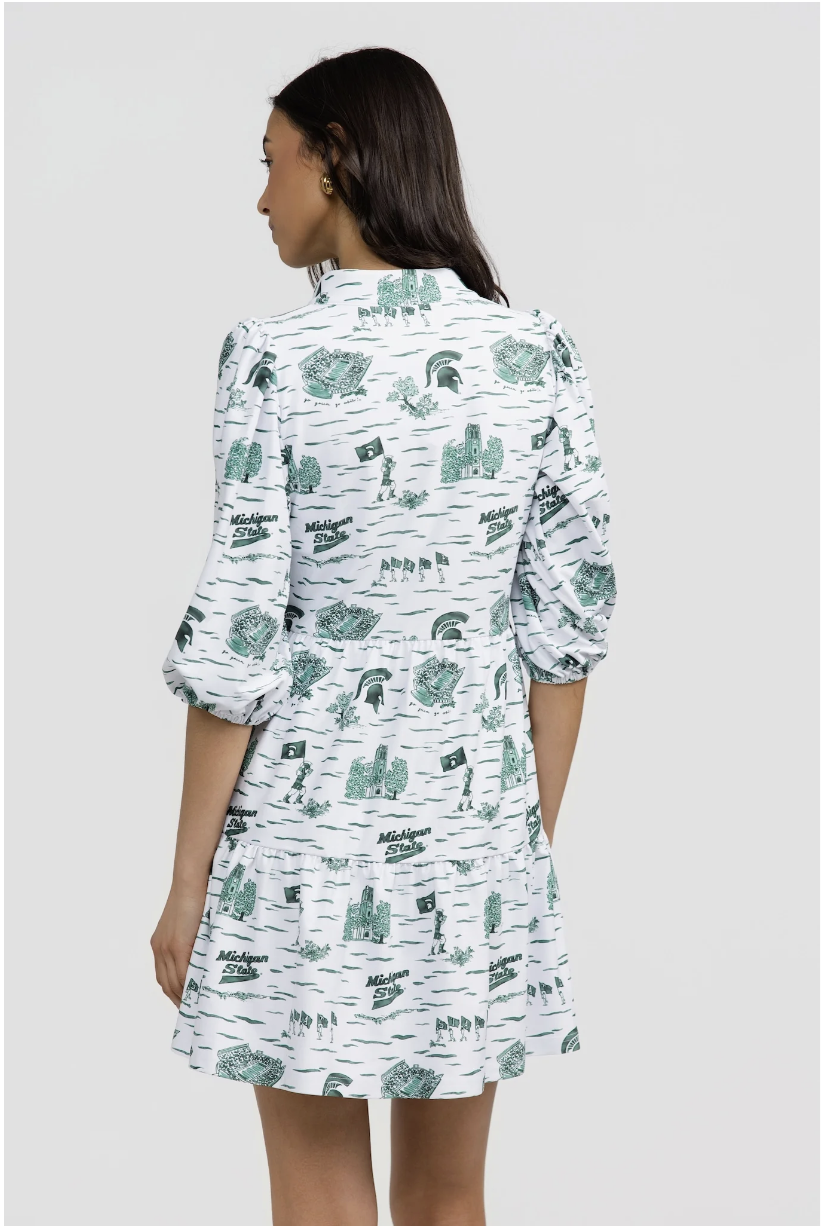 Tory Dress - Michigan State Toile