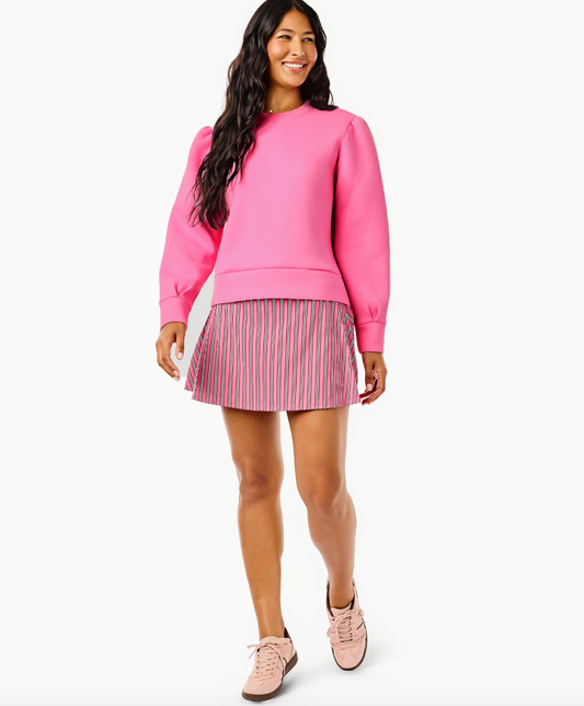 Ponte Beta Bow Pullover Sweatshirt -  Rose/Lacquer