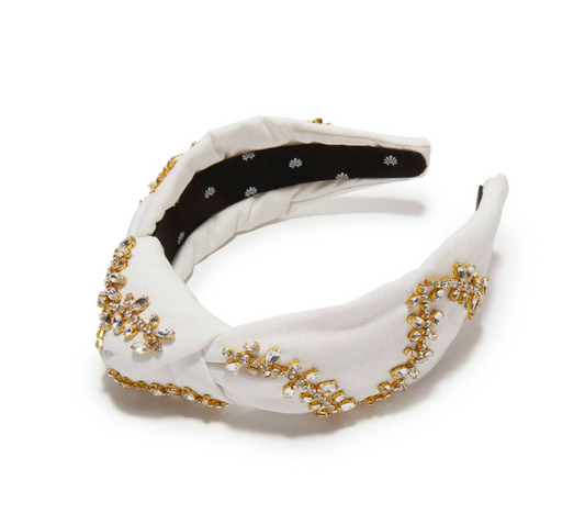 Knotted Holiday Lights Crystal Headband - Ivory