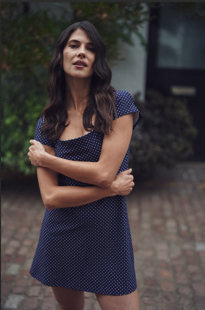 Anna Dress - Navy Dot