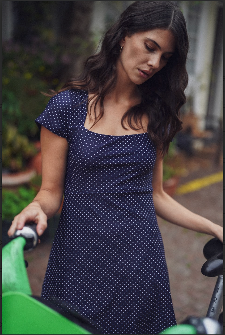 Anna Dress - Navy Dot