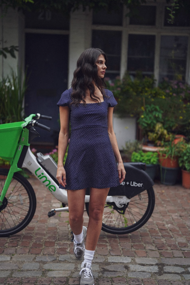 Anna Dress - Navy Dot