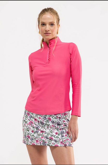 Ava Ruffle Quarter Zip - Rose