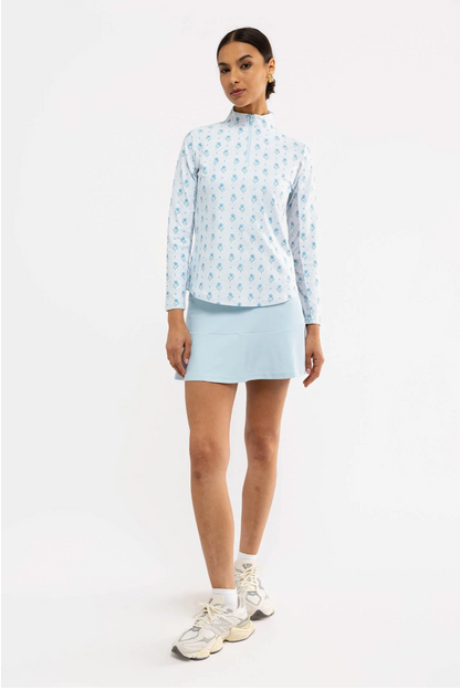 Ava Quarter Zip - Blue Dot Floral