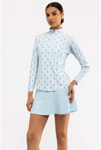 Ava Quarter Zip - Blue Dot Floral