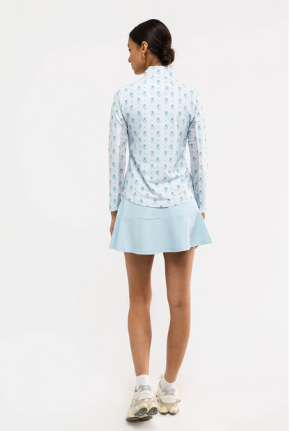 Ava Quarter Zip - Blue Dot Floral