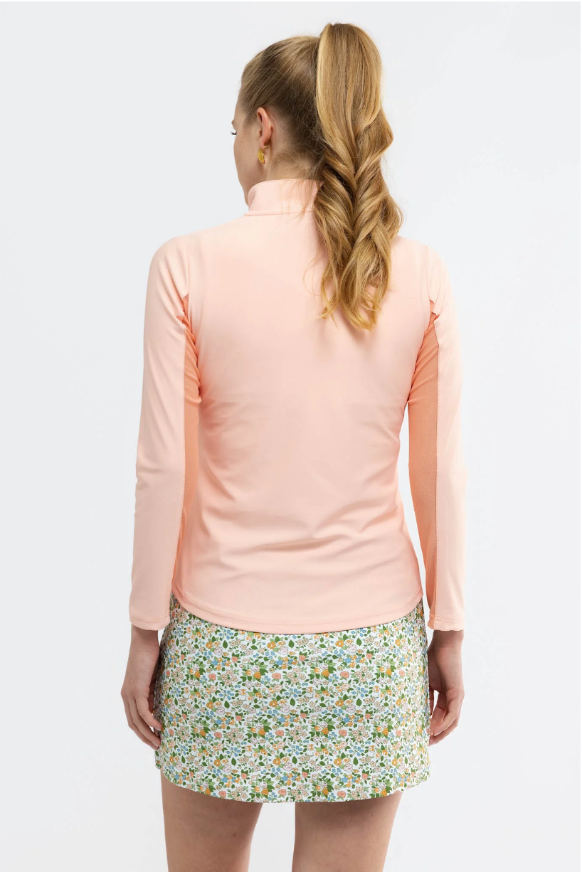 Ava Ruffle Quarter Zip - Melon
