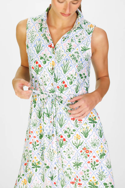 Sleeveless London Dress in Garden Lattice
