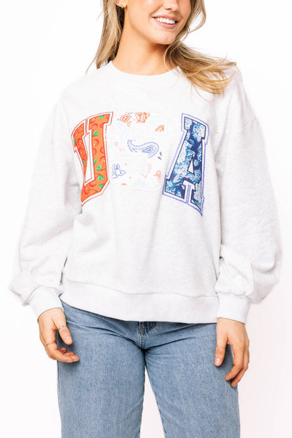 Grey Bandana 'USA' Sweatshirt