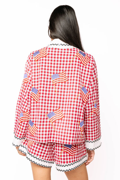 Red & White Gingham American Flag Short