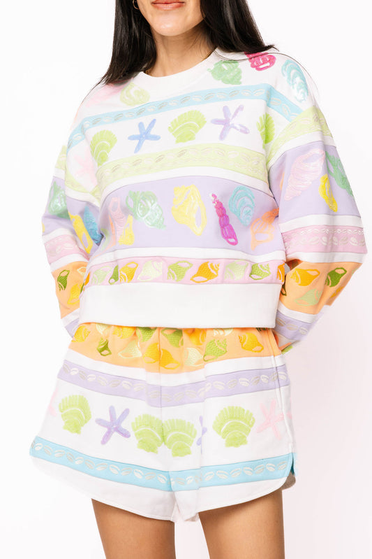 Colorblock Stripe Shell Sweatshirt