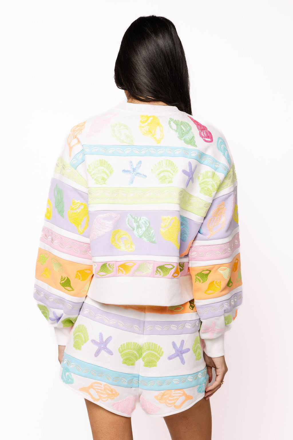 Colorblock Stripe Shell Sweatshirt