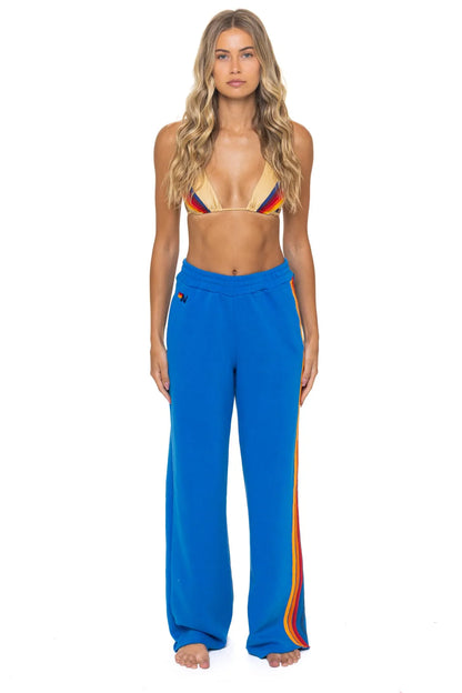 5 Stripe Wide Leg Pocket Sweatpants - Ocean